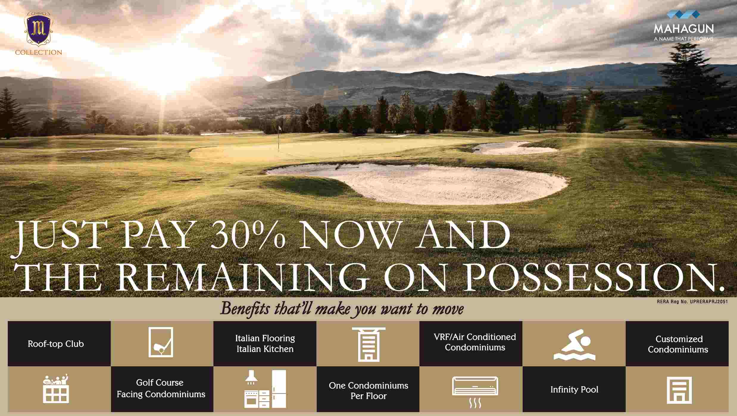 Just pay 30% now and the remaining on possession at Mahagun Manorial in Noida